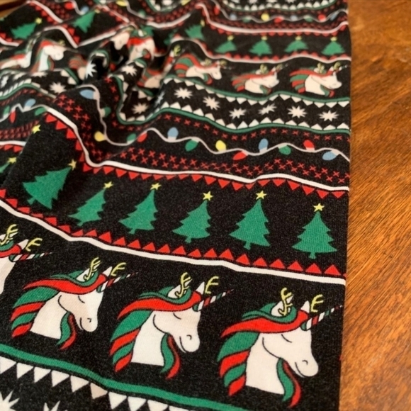 Holiday Time Black Unicorn Christmas Holiday Leggings Girls Large 10-12 EUC - Picture 4 of 7